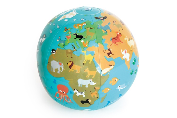 Ball Weltkarte mit Tieren