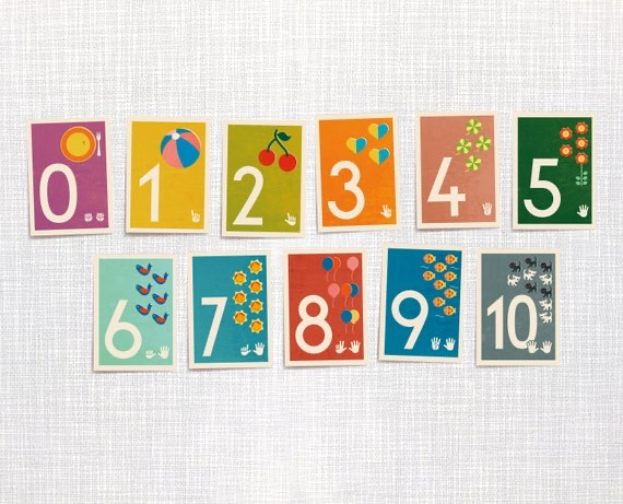Set // Postkarten 0–10 Zahlen // Recyclingpapier mit Ökofarbe bedruckt