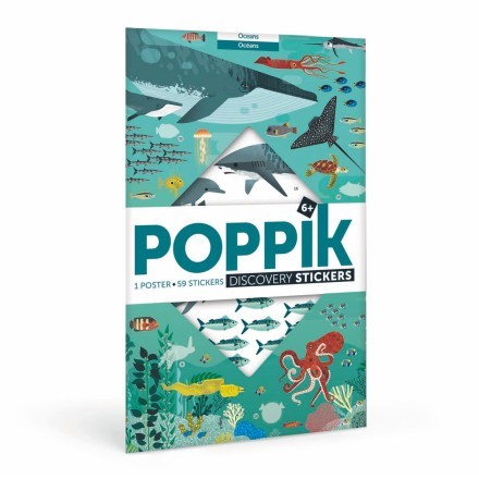 Poppik Stickerposter - Discovery (1 Poster + 59 Sticker) / Ozeane (6-12 J.)
