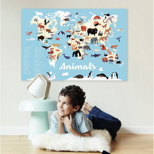 Poppik Stickerposter - Discovery (1 Poster + 67 Sticker) / Tiere der Welt (5-10 J.)