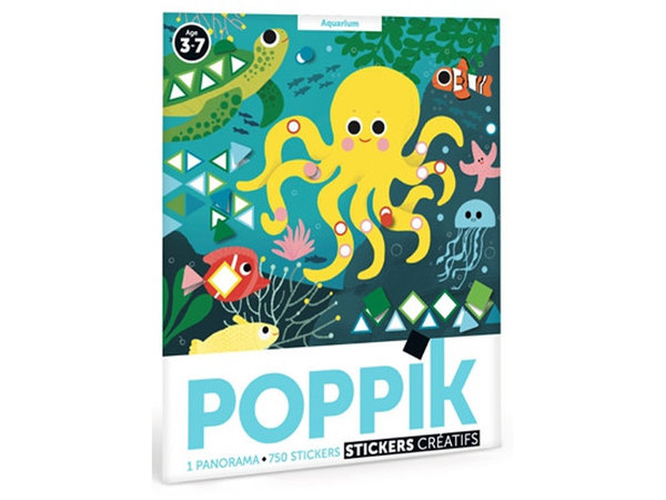 Poppik Stickerposter - Panorama (1 Poster + 750 Sticker) / Aquarium (3-7 J.)