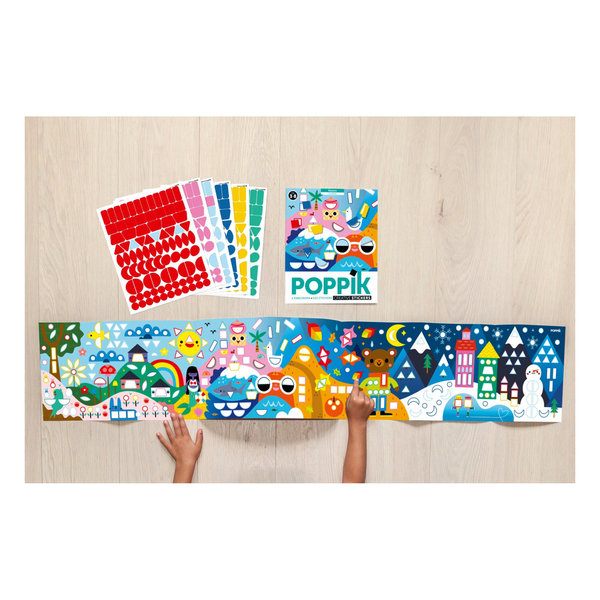 Poppik Stickerposter - Panorama (1 Poster + 520 Sticker) / Die 4 Jahreszeiten (3-8 J.)