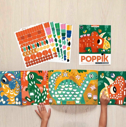 Poppik Stickerposter - Panorama (1 Poster + 520 Sticker) / Dinosaurier (3-7 J.)