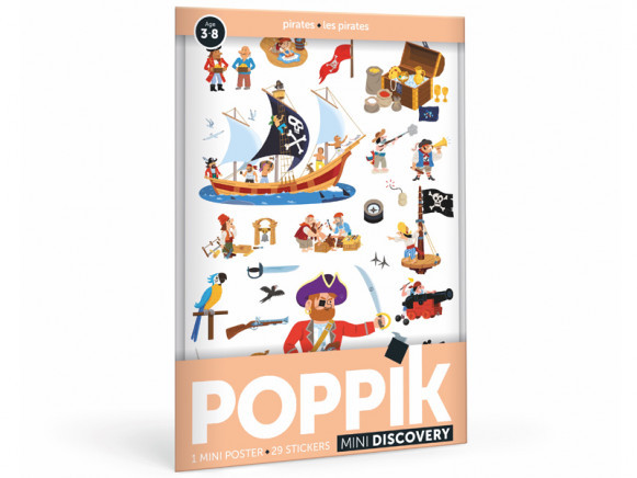 Poppik Stickerposter - Mini Discovery (1 Poster A4 + 30 Sticker) / Piraten (3-8 J.)